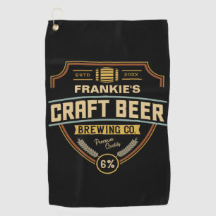 Serviette De Golf Étiquette de bière artisanale personnalisée Bar de