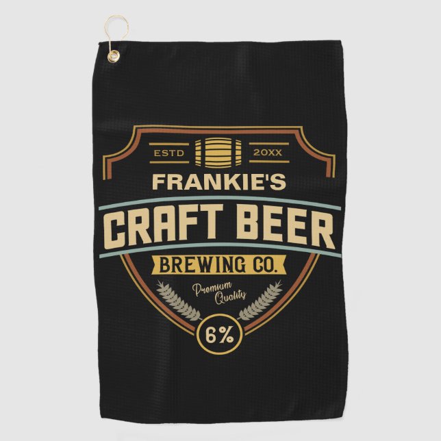 Serviette De Golf Étiquette de bière artisanale personnalisée Bar de (Devant)