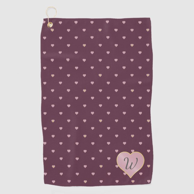 Serviette De Golf Étoiles dans le coeur sur Port Golf Towel (Devant)