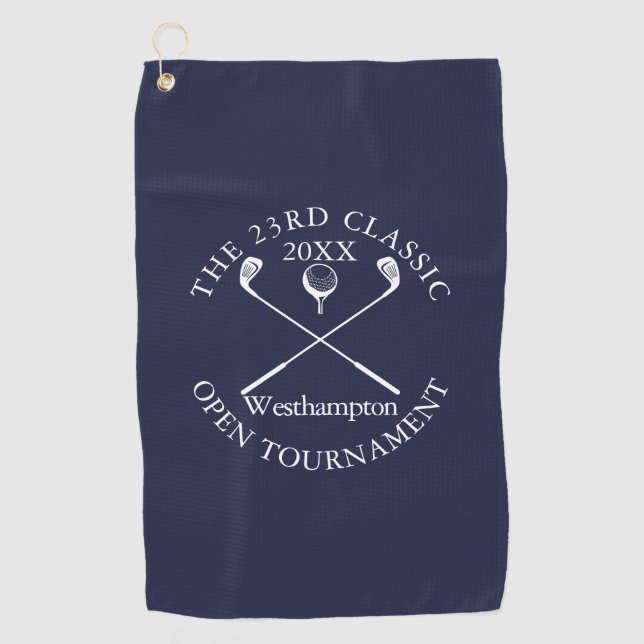 Serviette De Golf Événement Classique Tournoi de Golf Bleu Marine (Devant)