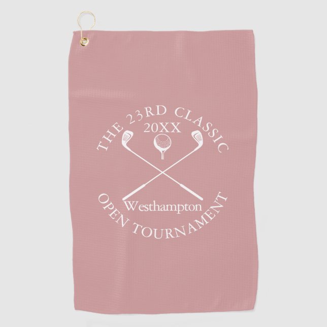 Serviette De Golf Événement Classique Tournoi de Golf Rose Poussiére (Devant)