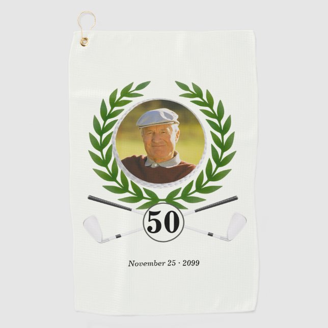 Serviette De Golf Expérience de joueur de golf élégant 50e anniversa (Devant)