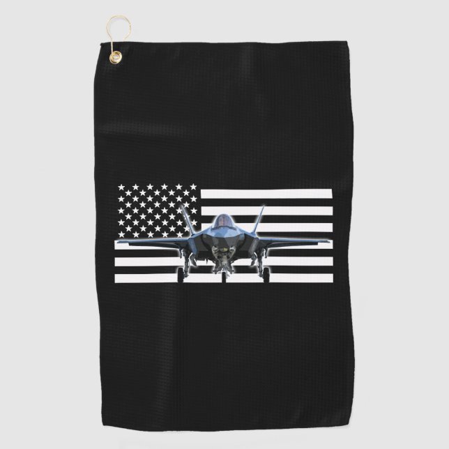 Serviette De Golf F-35 (drapeau noir) (Devant)