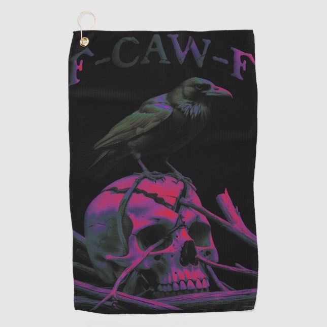 Serviette De Golf F-Caw-F Funny Black Crow Bird (Devant)
