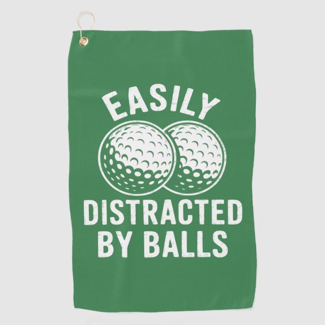 Serviette De Golf Facilement distrait par les balles Drôle de balle  (Devant)