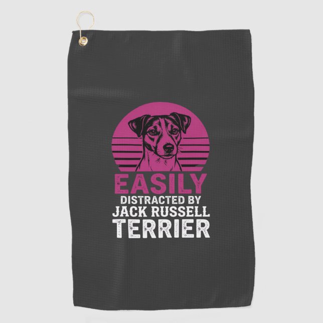 Serviette De Golf Facilement Distrait Par Un Terrier Jack Russell (Devant)