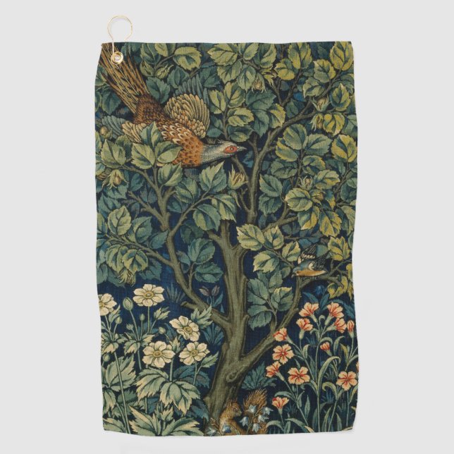 Serviette De Golf Faisan d'arbre boisé William Morris (Devant)