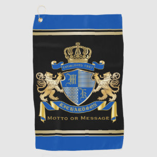 Serviette De Golf Faites votre manteau bleu Monogramme Emblème de c