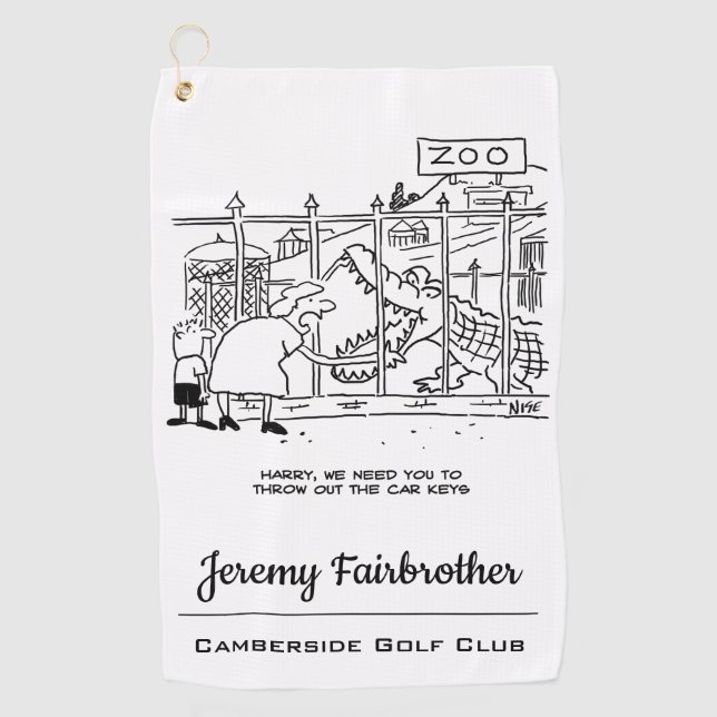 Serviette De Golf Famille au Zoo. Papa avalé par Alligator (Devant)