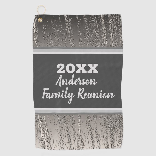 Serviette De Golf Famille Réunion Golf Sortie Argent Stripes (Devant)