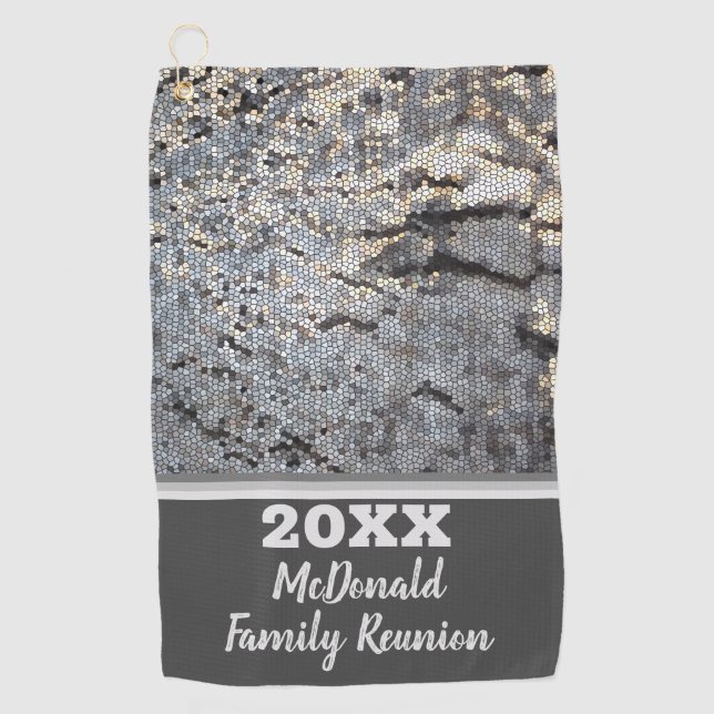 Serviette De Golf Famille Réunion Snakeskin Motif Gris Mosaïque (Devant)