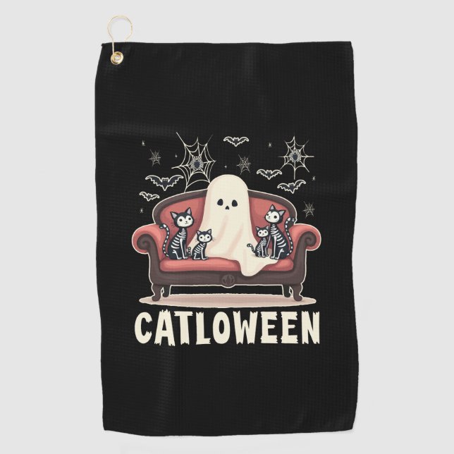 Serviette De Golf Fantôme de Catloween Halloween (Devant)