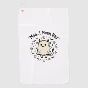Serviette De Golf Fantôme de vache mignonne Halloween Moo Boo design