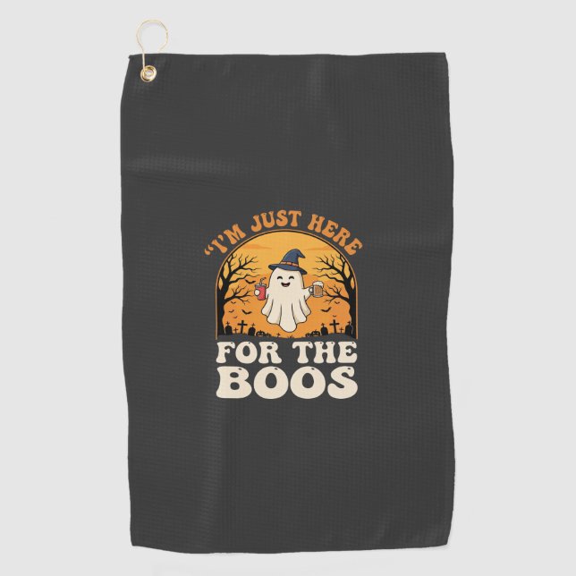 Serviette De Golf Fantôme d'Halloween ici pour les huées (Devant)