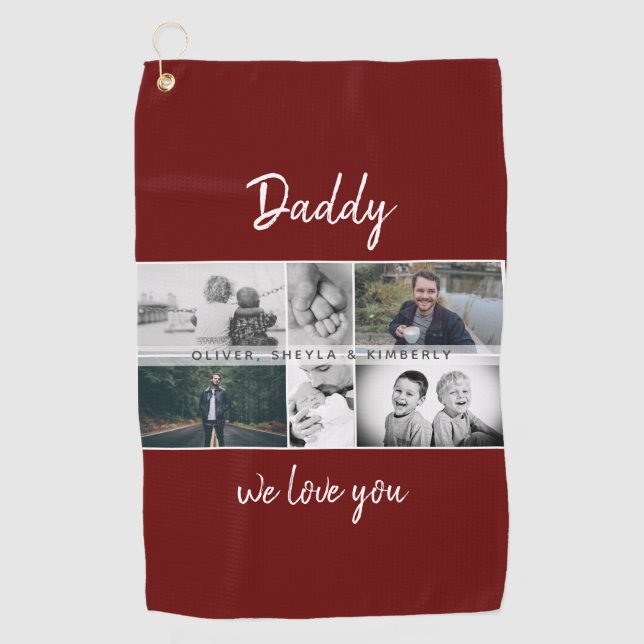 Serviette De Golf Father with Kids and Family Dad Photo Collage (Devant)