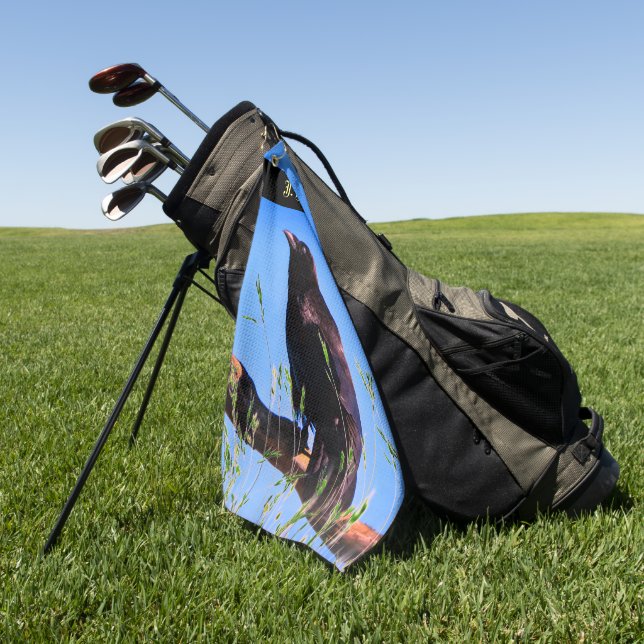 Serviette De Golf Faune Raven Bird Personnalisé (Vert)