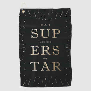 Serviette De Golf faux or foil papa est superstar fête des pères gol
