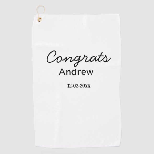 Serviette De Golf Félicitations minimales simples ajouter nom date a (Devant)