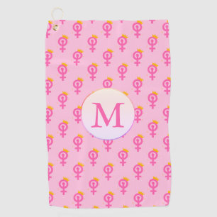 Serviette De Golf Féministe Personnalisé Rose