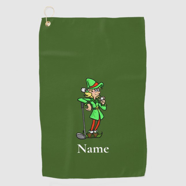 Serviette De Golf Femme Elf Golfer Christmas Golf Towel (Devant)