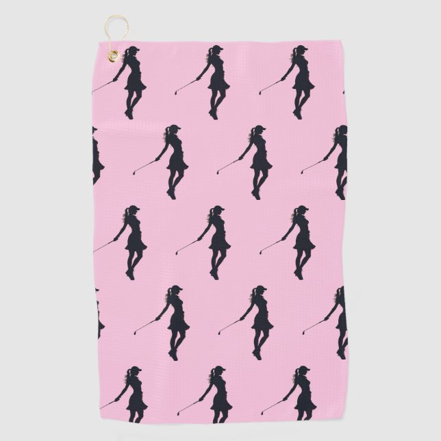 Serviette De Golf Femme Golfer Silhouette (Devant)