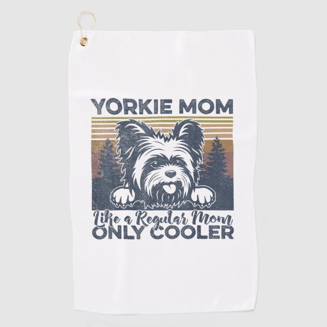 Serviette De Golf Femme Yorkie Maman _Yorkshire Mama Chien Fête des  (Devant)