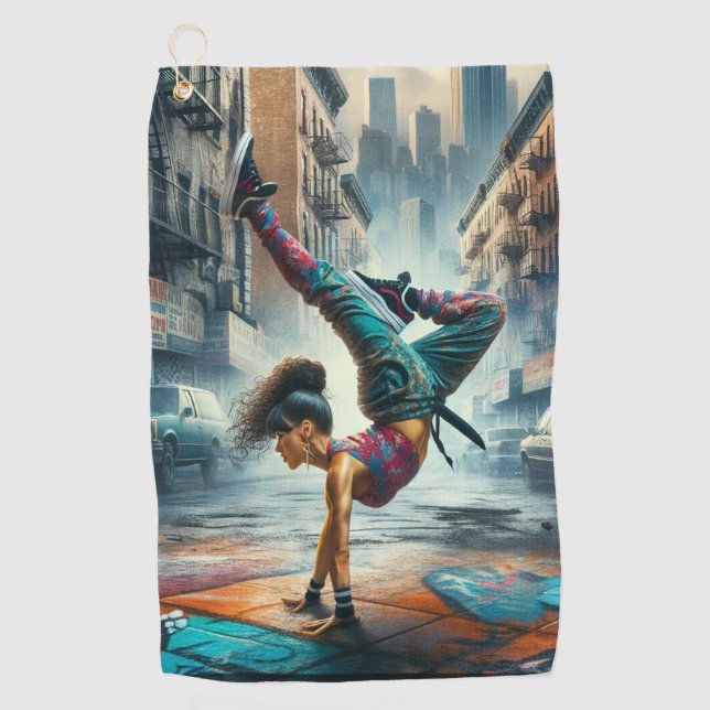 Serviette De Golf Femmes en action de Breakdancer Silhouette de New  (Devant)