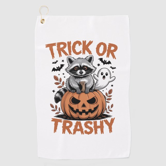 Serviette De Golf Feral Halloween Trick ou Trashy (Devant)