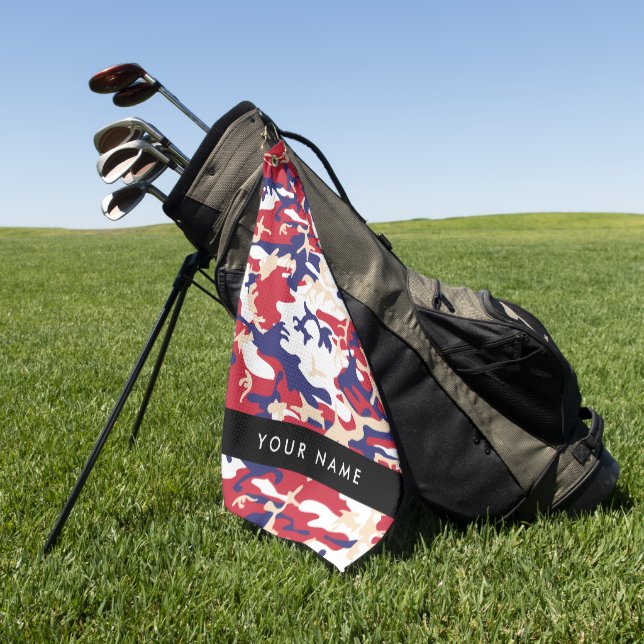 Serviette De Golf Fête de l'Indépendance Camouflage Votre nom Person (Vert)