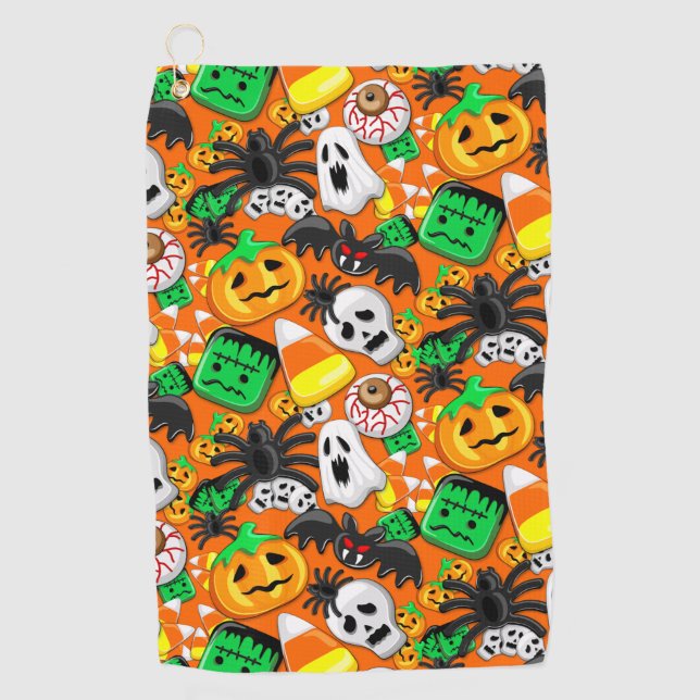 Serviette De Golf Fête des Candies Éffrayantes d'Halloween (Devant)