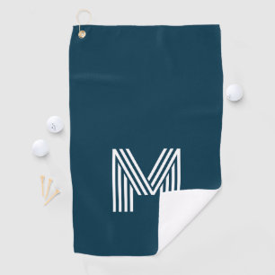 Serviette De Golf Fête des pères bleu marine Monogramme simple