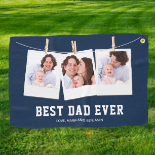 Serviette De Golf Fête des pères Collage photo de Best Dad Ever 3