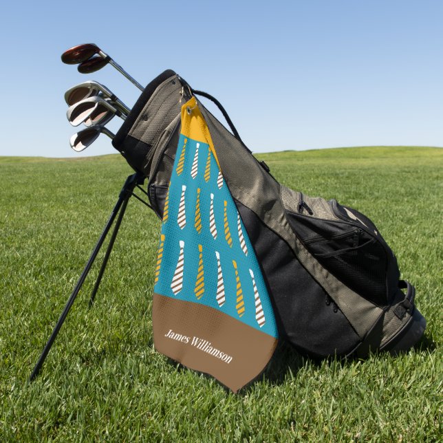 Serviette De Golf Fête des pères Daddy Cravates Personnaliser Nom (Vert)