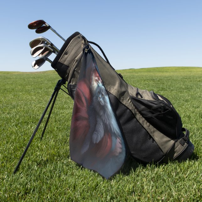 Serviette De Golf Fête du Père Noël du chat bleu russe (Vert)