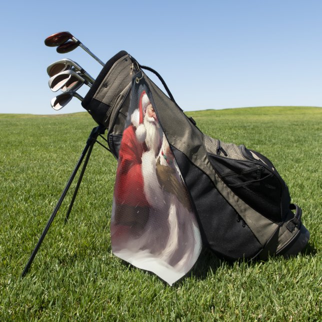 Serviette De Golf Fête Noël Festive du Père Noël Terrier du Père Noë (Vert)