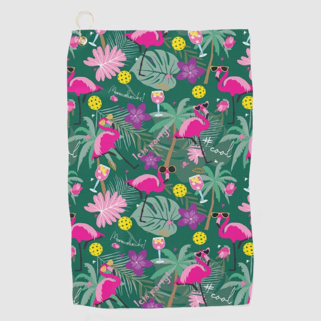 Serviette De Golf 🤩 Fête tropicale au pickleball,  (Devant)