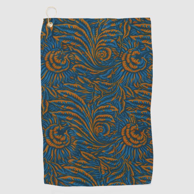 Serviette De Golf Feuille botanique d'acanthe de style sarcelle Will (Devant)