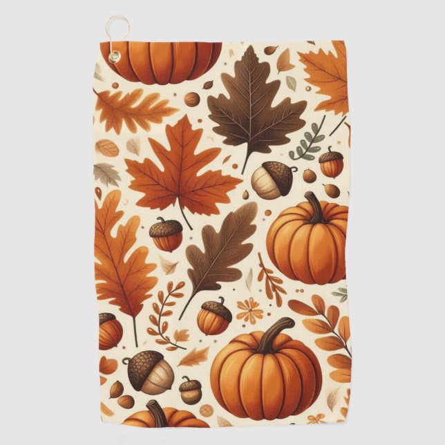 Serviette De Golf feuille/citrouille/cavernes Automne (Devant)