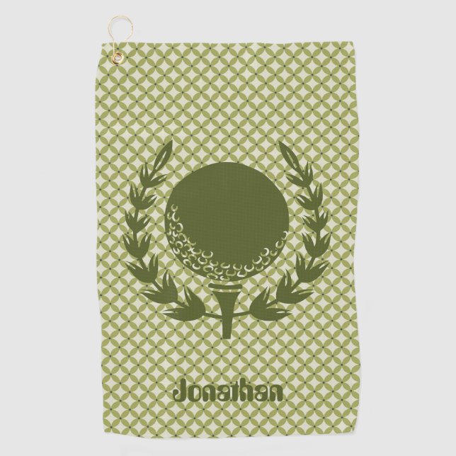 Serviette De Golf Feuille de balle de golf verte personnalisée (Devant)