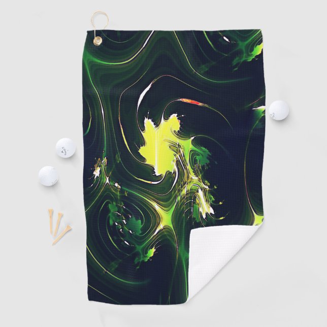 Serviette De Golf feuille métallique Abstraite aux traces flashy, su (En situation)