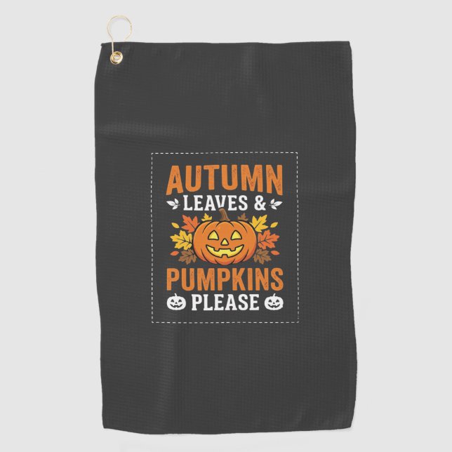 Serviette De Golf Feuilles d'automne Citrouille Halloween Design (Devant)