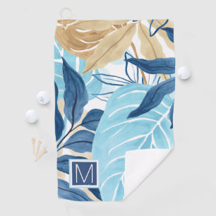Serviette De Golf Feuilles de la Jungle Bleue