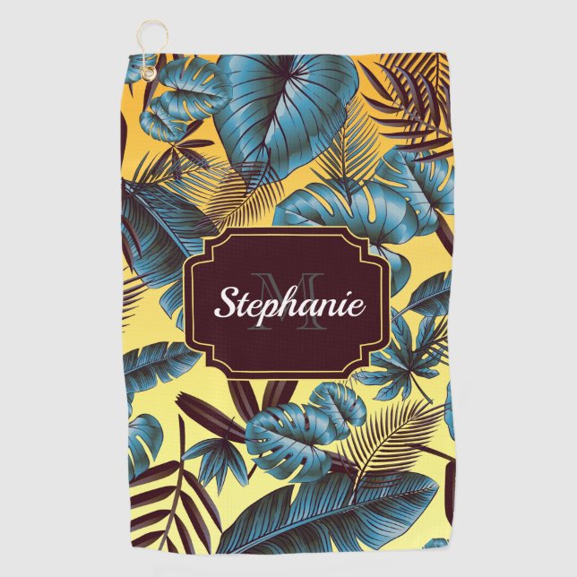 Serviette De Golf Feuilles tropicaux colorés (Devant)