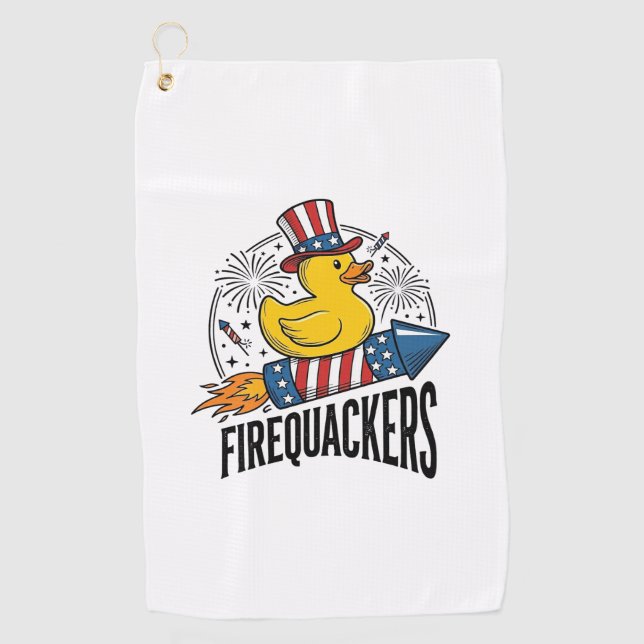 Serviette De Golf Feux d'artifice Canard Patriote Conception de Chem (Devant)