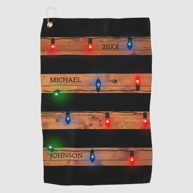 Serviette De Golf Feux multicolores personnalisés datés (Devant)