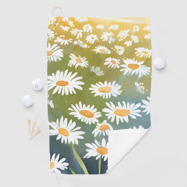 Serviette De Golf Field of Daisies | Flower Meadow Floral Painting  (En situation)