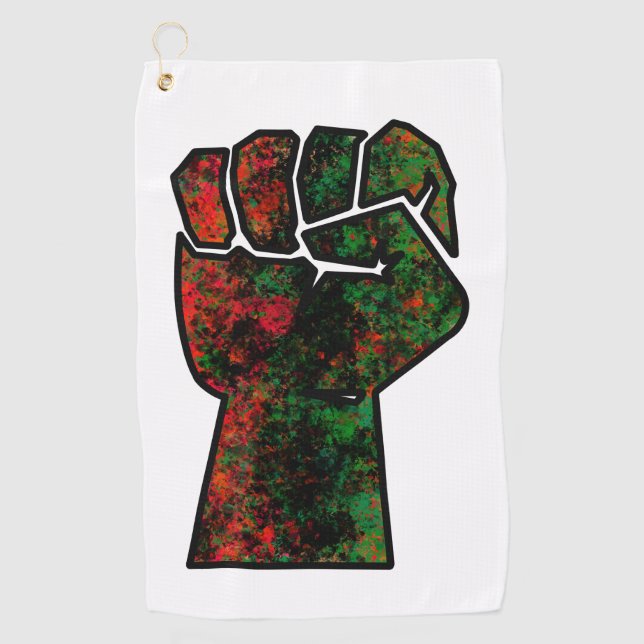 Serviette De Golf fierté noire drapeau rouge vert poing panafricain  (Devant)