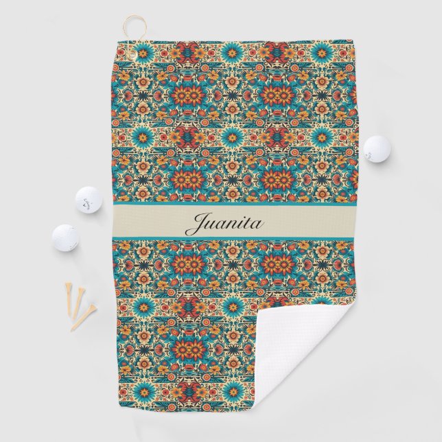 Serviette De Golf Fiesta Blooms, personnalisable (En situation)