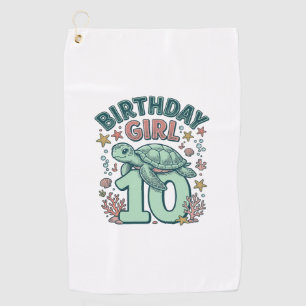 Serviette De Golf Fille d'anniversaire 10 Tortue de mer Gravure vint