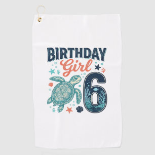 Serviette De Golf Fille d'anniversaire 6 Tortue de mer Conception ve